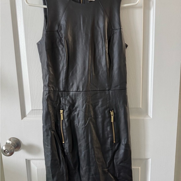 NWOT Michael Kors Faux leather Dress, 0, Black, Sleeveless, Back Zip, Pockets… - Picture 9 of 10